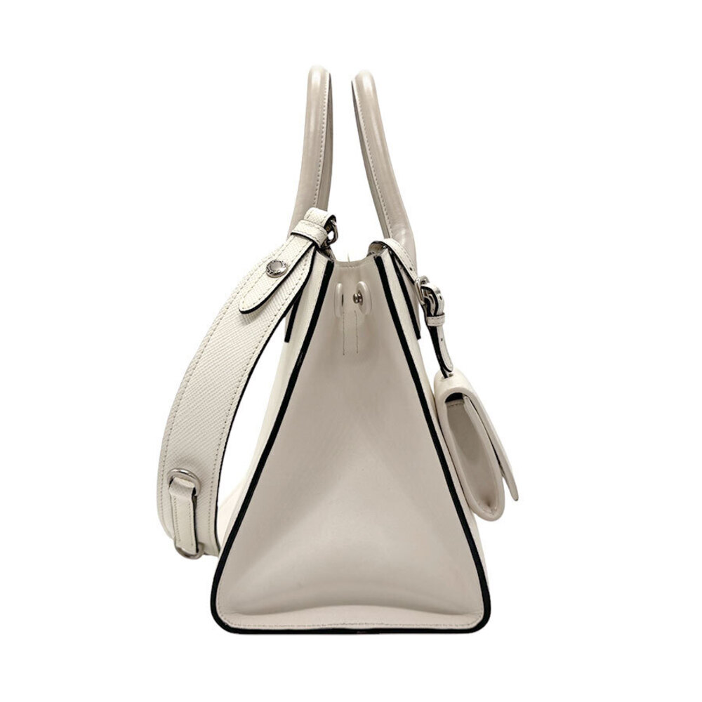Prada leather monochrome white handbag bag shoulder